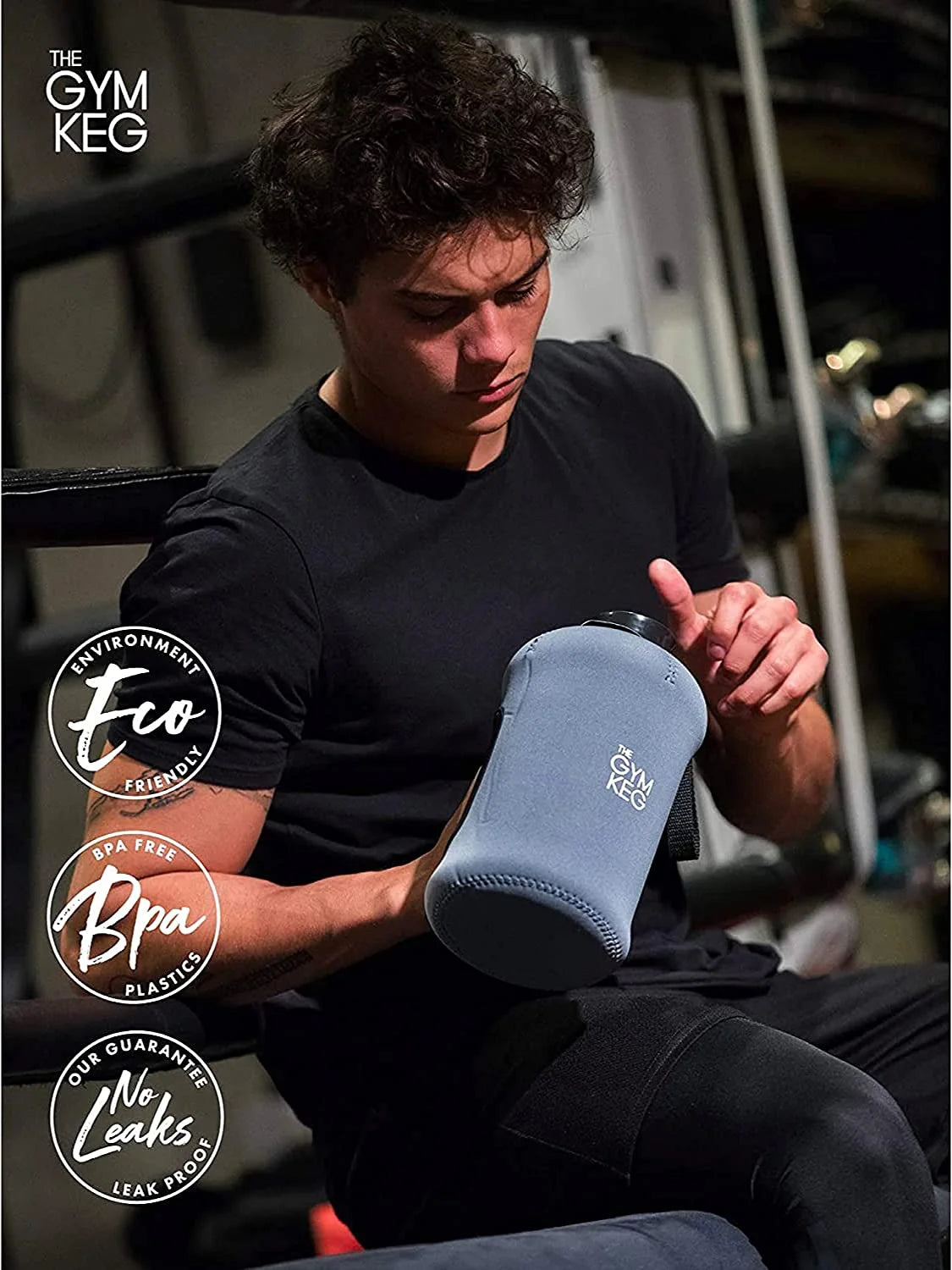 Gym Keg |  Sports Water Bottle 74.4 Fl Oz. (2.2 L) Insulated Half Gallon Carry