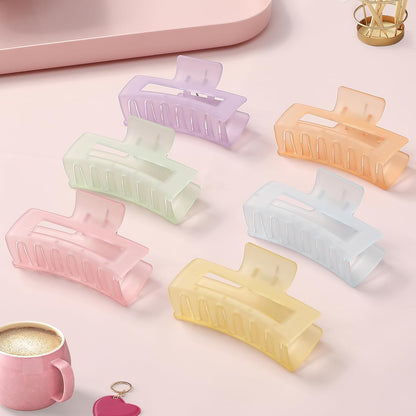 3.5 Inch Medium Hair Accessories - 6 Pack Square and Rectangle Banana Jaw Clips for Women and Girls - Ice Cream
